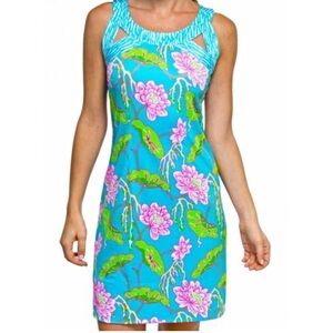 Gretchen Scott Mystic Garden
Isosceles Jersey Dress AQUA Lotus Floral Sz Small